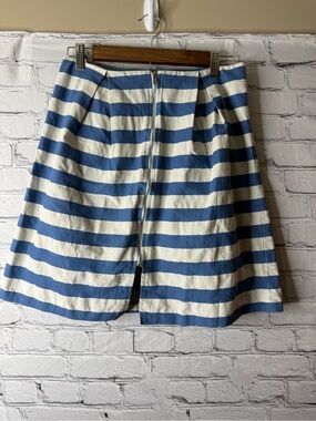 Mebon by machine Jean Striped Blue and White Zip-Front Skirt medium
